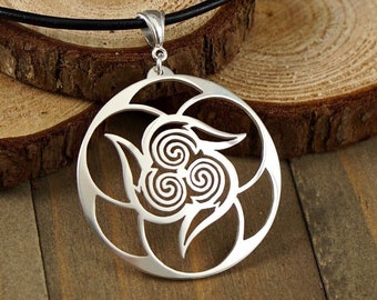 Spiral Vortex - 925 Sterling Silver Hand Cut Pendant, Necklace, Sacred Geometry, Triple Spiral