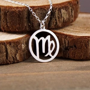 Virgo - Hand Cut Sterling Silver Glyph Pendant, Necklace