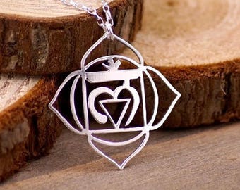 Root Chakra - Hand Cut Sterling Silver Pendant, Necklace, 1st Chakra, Muladhara