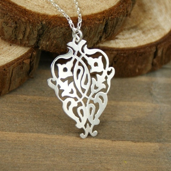 Floral Pendant - Hand Cut .925 Sterling Silver