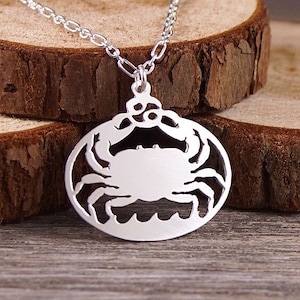 Cancer the Crab - Hand Cut 925 Sterling Silver Pendant, Zodiac, Necklace