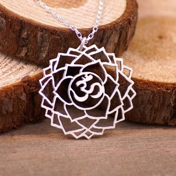 Crown Chakra Necklace - Hand Cut Sterling Silver Pendant, 7th Chakra, Sahasrara