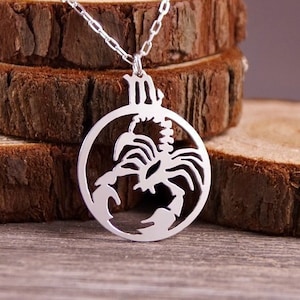Scorpio - Hand Cut .925 Sterling Silver Pendant, Necklace, Scorpion Jewelry, Zodiac
