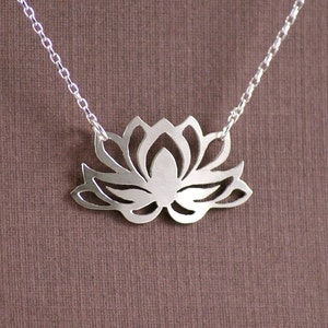 Lotus Flower Necklace - Handcut Sterling Silver Pendant