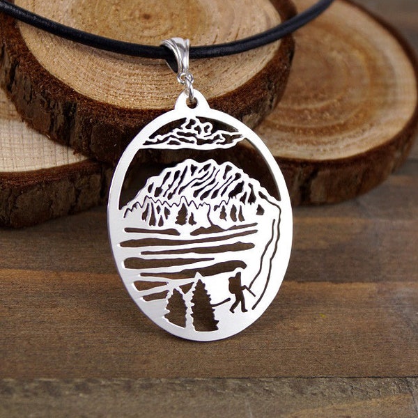 The Adventurer - Hand Cut Sterling Silver Pendant, Necklace, Unisex, Mens