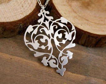 Intricate Heart - Sterling Silver Hand Cut Pendant, Sterling Silver Necklace