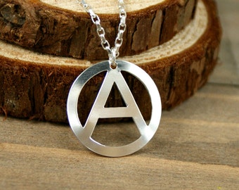 Anarchy - Hand Cut Sterling Silver Pendant, Necklace, Unisex