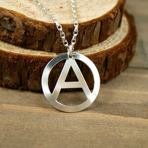 Anarchy - Hand Cut Sterling Silver Pendant, Necklace, Unisex