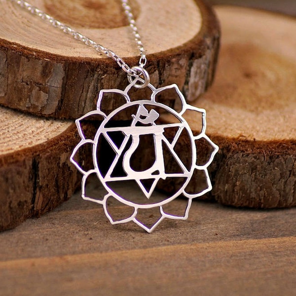 Heart Chakra Necklace - Sterling Silver Hand Cut Pendant, 4th Chakra, Anahata