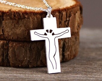 Christ Cross - 925 Sterling Silver Pendant, Necklace