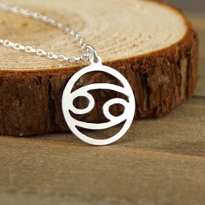 Cancer - Hand Cut Sterling Silver Glyph Pendant, Necklace
