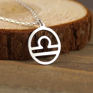 Libra - Hand Cut Sterling Silver Glyph Pendant, Necklace