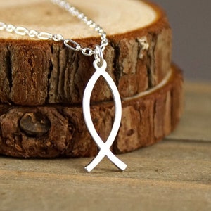 Ichthus - 925 Sterling Silver Fish Symbol Pendant, Necklace