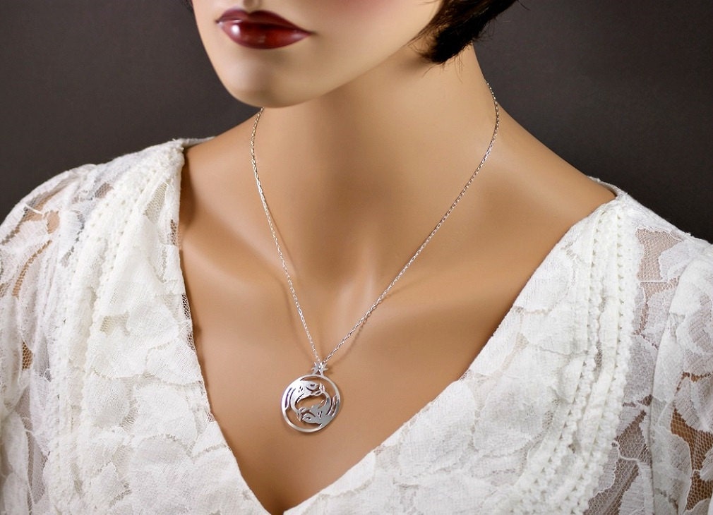 Pisces Necklace - Hand Cut Sterling Silver Pendant, Fish, Zodiac ...