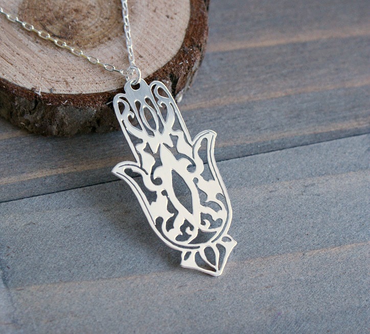 Hamsa hand facing up cheap necklace
