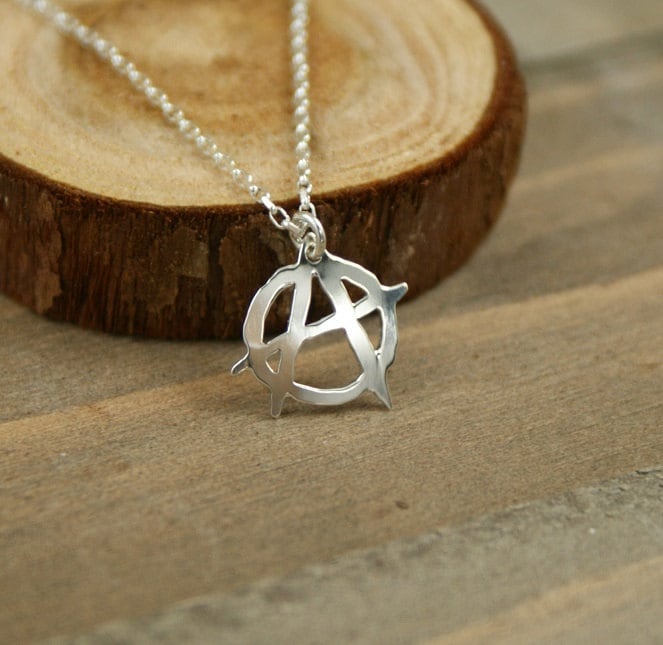 Anarchy Hand Cut Sterling Silver Pendant Necklace Etsy