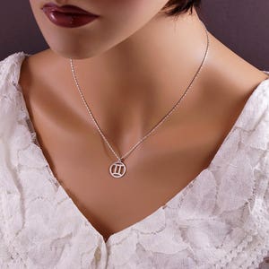 Gemini Hand Cut Sterling Silver Glyph Pendant, Necklace image 2