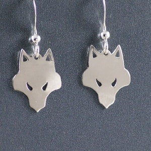 Wolf's Head Earrings Sterling Silver Wolf Jewelry image 1