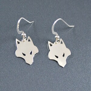 Wolf's Head Earrings Sterling Silver Wolf Jewelry image 2