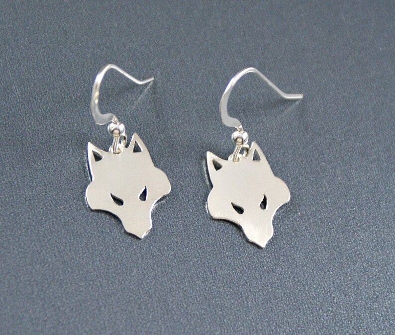 Wolf's Head Earrings Sterling Silver Wolf Jewelry image 2