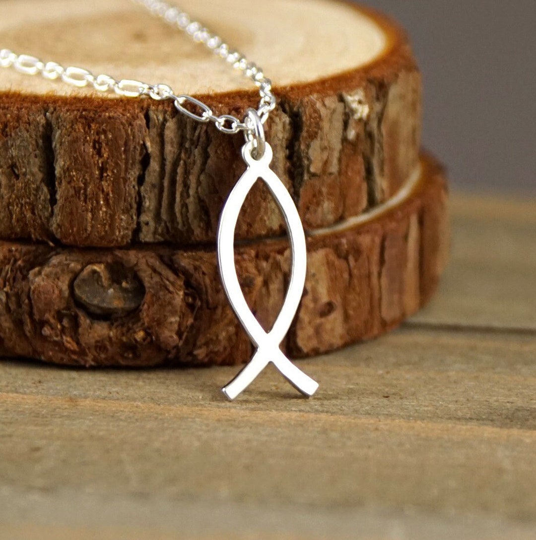 Ichthus 925 Sterling Silver Fish Symbol Pendant, Necklace Etsy