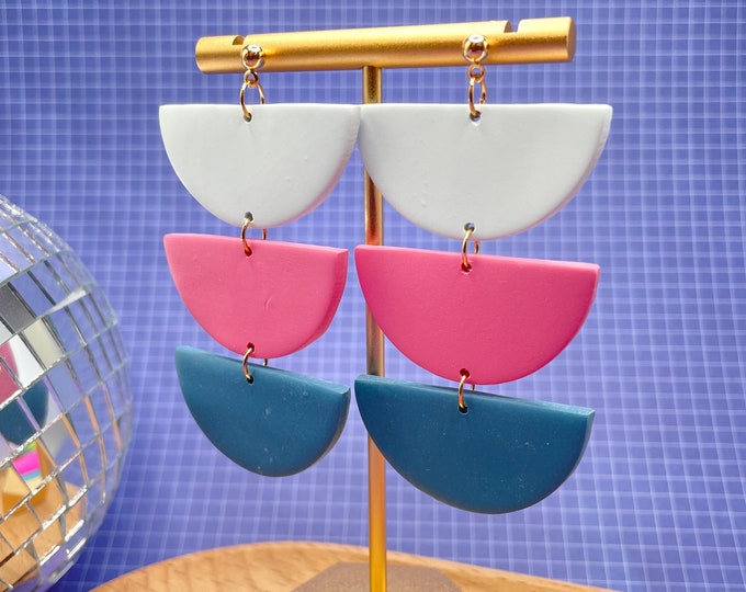 Colorful Statement Earrings, Color Block Earrings, Bold Statement Earrings, Trendy Summer Earrings, Dangle Earrings, Womens Gift Under 30