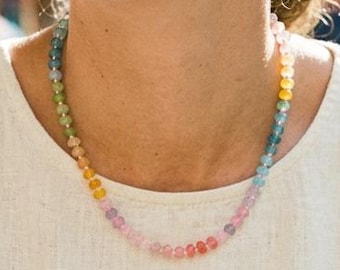 Bunte Perlen Halskette, Regenbogen Glasperlen Halskette, mehrfarbiger Schmuck, Sommer Halskette, Ombre Halskette, Erwachsene Candy Halskette