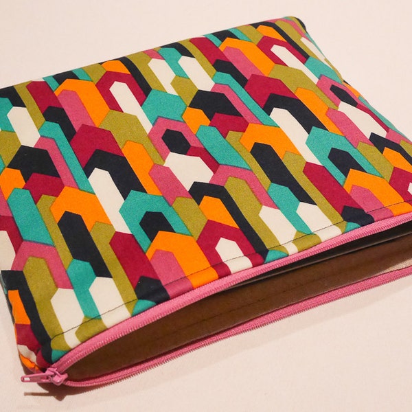 SALE: Cotton Fabric iPad 2 / iPad Air Zippered Padded Sleeve / Case / Pouch - Geometric Shapes