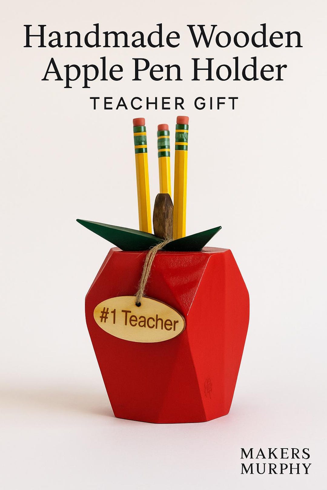 Personalized Wooden Apple Pen Holder – Laser Engraved Teacher Gift - Etsy