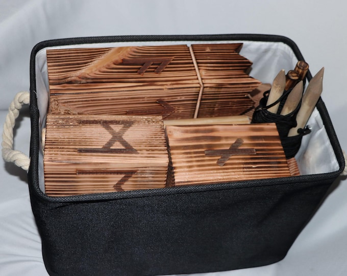 Handcrafted Viking Kubb Set – Laser Engraved Runes, Yard Game