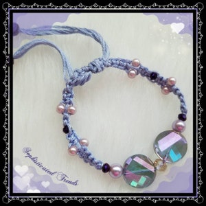 B1040 - Exquisite Purple Crystal Velvet Adjustable Macrame Braided Bracelet/Anklet