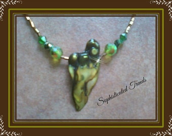 Natural Green Abalone Shell Pendant Necklace