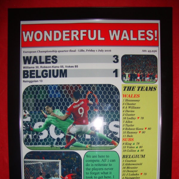 Wales 3 Belgium 1 - 2016 European Championship - souvenir print