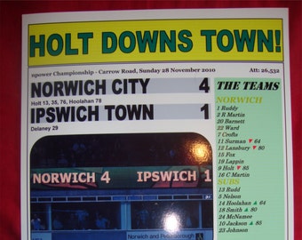 Norwich City 4 Ipswich Town 1 - 2010 - souvenir print