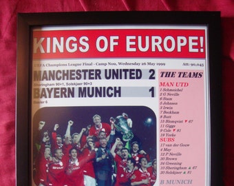 Manchester United 2 Bayern Munich 1 - 1999 Champions League final - souvenir print