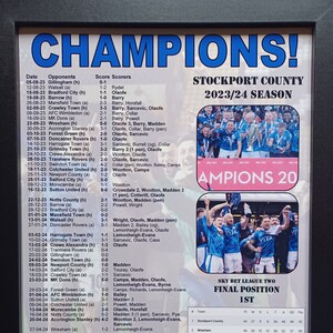 Stockport County 2024 League Two champions - Stockport promoted - souvenir print