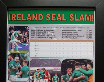 Ireland 2023 Rugby Six Nations Grand Slam winners - souvenir print