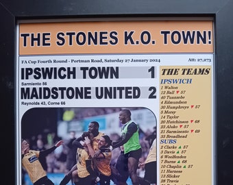 Ipswich Town 1 Maidstone United 2 - 2024 FA Cup fourth round - souvenir print