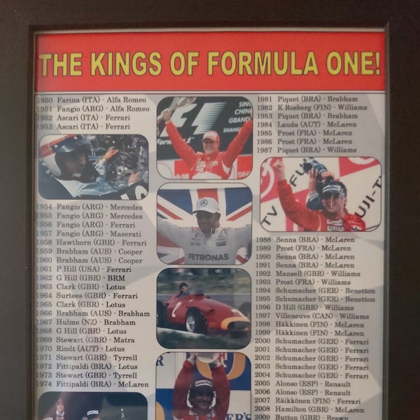 Formula One champions 1950-2022 - Lewis Hamilton - Schumacher - souvenir print