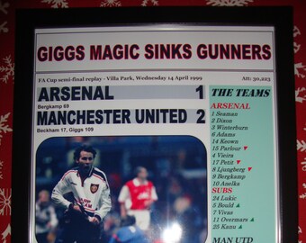 Arsenal 1 Manchester United 2 - 1999 FA Cup semi-final - souvenir print