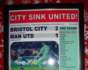 Bristol City 2 Manchester United 1 - 2017 Carabao Cup - souvenir print