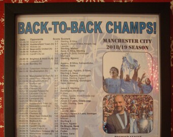 Manchester City 2019 Premier League champions - souvenir print