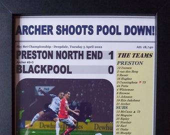 Preston North End 1 Blackpool 0 - 2022 Championship - souvenir print