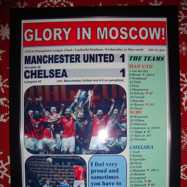 Manchester United 1 Chelsea 1 - 2008 Champions League final - souvenir print