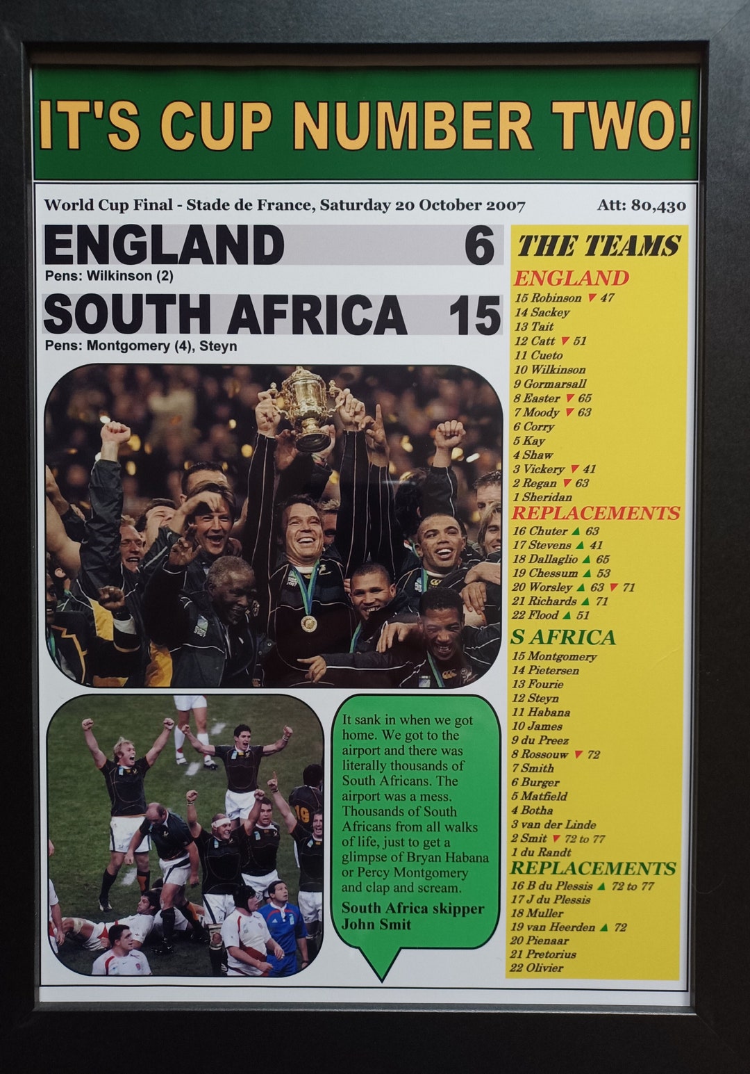 England 6 South Africa 15 2007 Rugby World Cup Final Etsy UK england-6-south-africa-15-2007-rugby-world-cup-final-etsy-uk