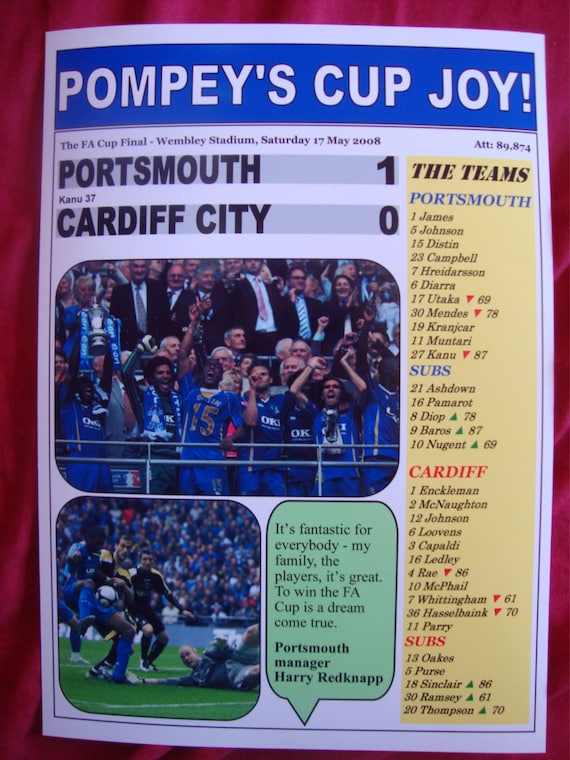 Portsmouth FC Print Kanu FA Cup 2008 Final Print
