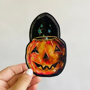 Jack-o-lantern  | 5" Vinyl Sticker Decal | Waterproof  Weatherproof | Halloween Pumpkin Vintage