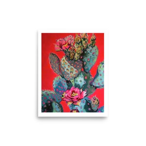 Fico d'India / Stampa di fiori di cactus / Stampa d'arte messicana / Paesaggio di cactus / Stampa botanica