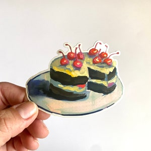 Bolo De Cereja De Chocolate | Decalque adesivo de 3" | À prova d'água à prova de intempéries | Cozinha de pastelaria para padeiros