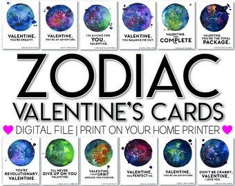 Astrologie Valentinstag Karten: Aquarell Sternbilder (Digitaler Download)